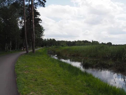 Fietsen en wandelen door het water van de Wijers, Bokrijk (België)